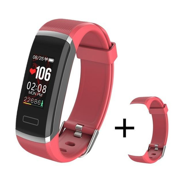 Color: Red+Red strap - Heart Rate Monitor Fitness Tracker Q119-CJZBNSYD00164-Red+Red strap