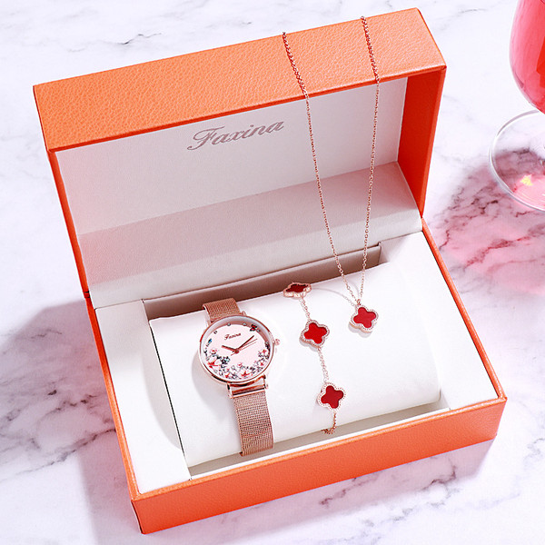 Color: Pink Suit B - Fashion all-match watch set Q119-CJZBNSSY02619-Pink Suit B