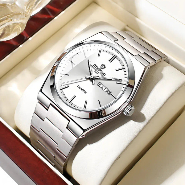 Color: Rose - UTHAI Men Watch Light Luxury Brand Stainless Steel Double Calendar Waterproof Male Bu F640-12000040595875707