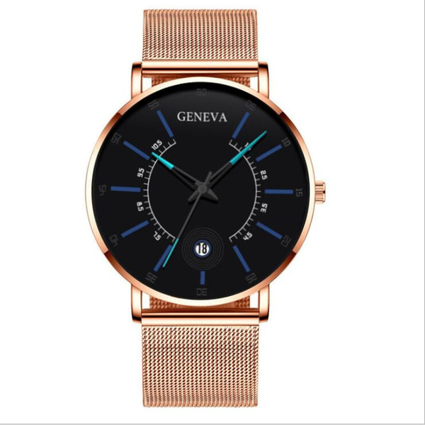 Color: Rose blue - Fashion men's business watch quartz watch classic creative calendar watch Q119-CJZBNSSY01173-Rose blue