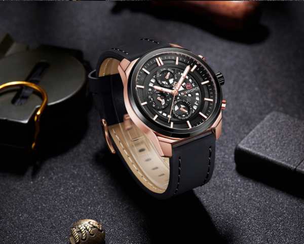 style: C - Ling Xiang NAVIFORCE new men's three-needle hollow design leather strap waterproof sport Q119-CJZBNSYD00120-C