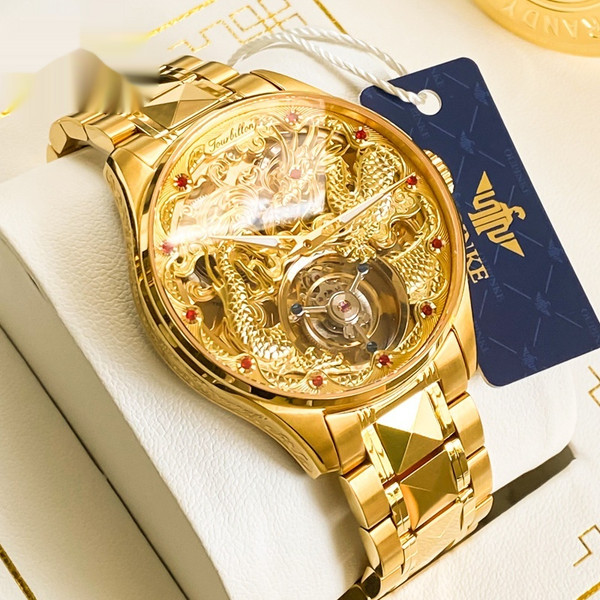 Mens Water-Resistant Mechanical Watch With Hollowed-Out Design And Steel Strap Q119-CJJX2709582