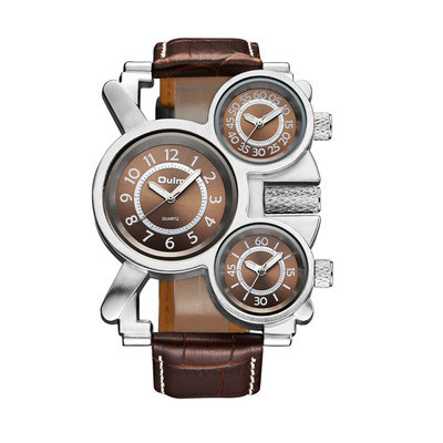 Color: Brown noodles 2pcs - Dual movement leather men's watch Q119-CJZBNSSY02215-Brown noodles 2pcs