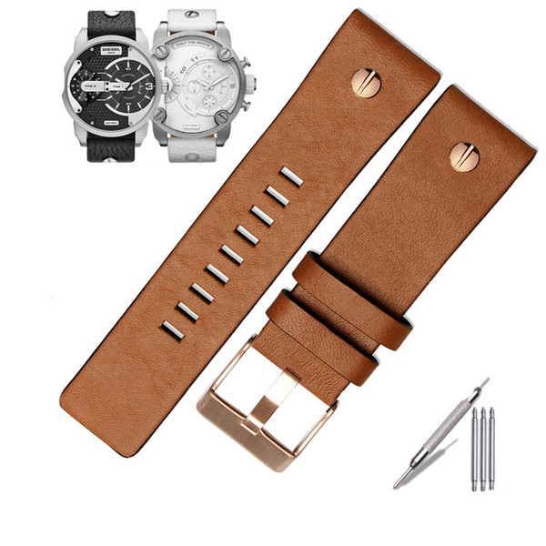 Color: Brown and rose gold, Size: 22mm - Real cowhide watch with male Q119-CJZBNSYD00370-Brown and rose gold-22mm
