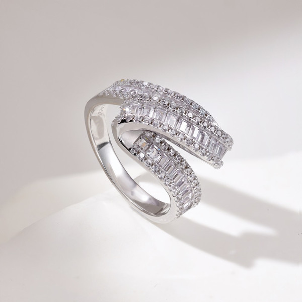 Women's Micro-inlaid Full Rhinestone Zircon S925 Sterling Silver Ring Q119-CJLX2564996