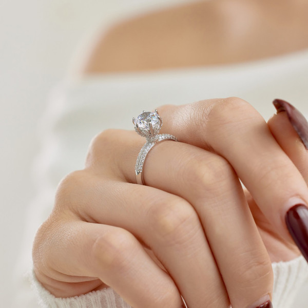 Pure Silver Ring Stone Proposal Woman Q119-CJLX2556296