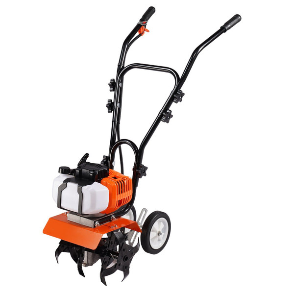 Tiller Cultivator, 43CC 2-Stroke Garden Cultivator, Tiller with 4 Steel Adjustable Front Tines for  E415-RYGYJ43CCECC62UOPV0