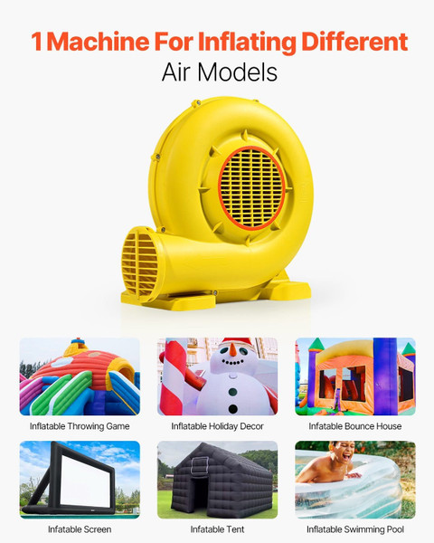 Inflatable Blower, 380W&450W, 0.5 & 0.6 HP Bounce House Blower, Pump Commercial Air Blower for Infl E415-QMFJ380W2D3MGQIN5V1