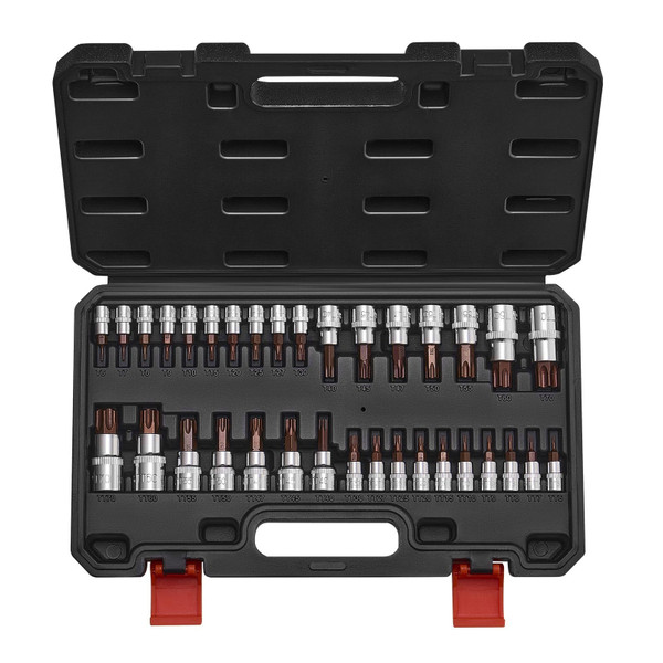 Torx Bit Socket Set, 34-Piece Solid Star and Tamper Proof T6-T70, S2 Alloy Steel and Cr-V Steel, 1/ E415-PTTT143812TO3PNXZV0