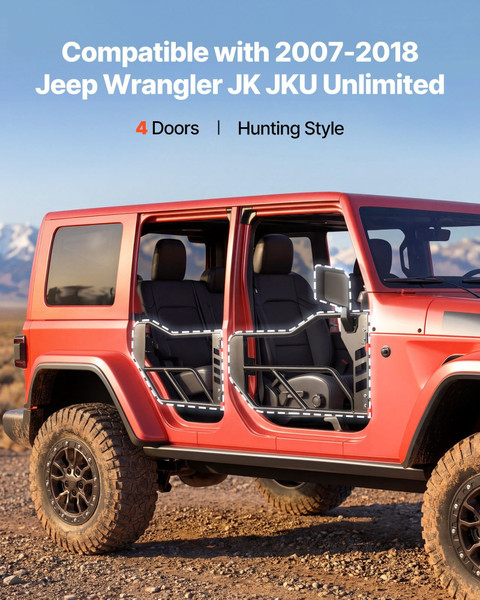 Jeep Tube Doors, 4-Door, Compatible with 2007-2018 Jeep Wrangler JK JKU Unlimited, Steel Off Road F E415-JPC4MCXSLFGJZ48NX001V0