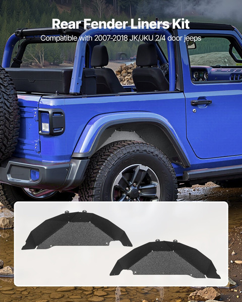 Inner Fender Liner, Rear Fender Liner Compatible with 2007-2018 Jeeps JK/JKU 2/4 Doors, Steel Mud G E415-JPCLMNC0718J0ZCK8001V0