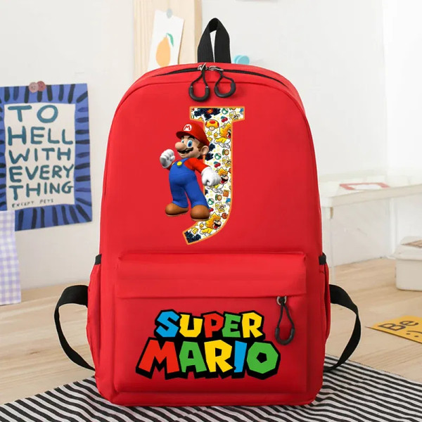 Color: Silver, Size: >40cm - New Super Mario Bro School Bag Cartoon Letter Printed Children Backpac F640-12000040847696779