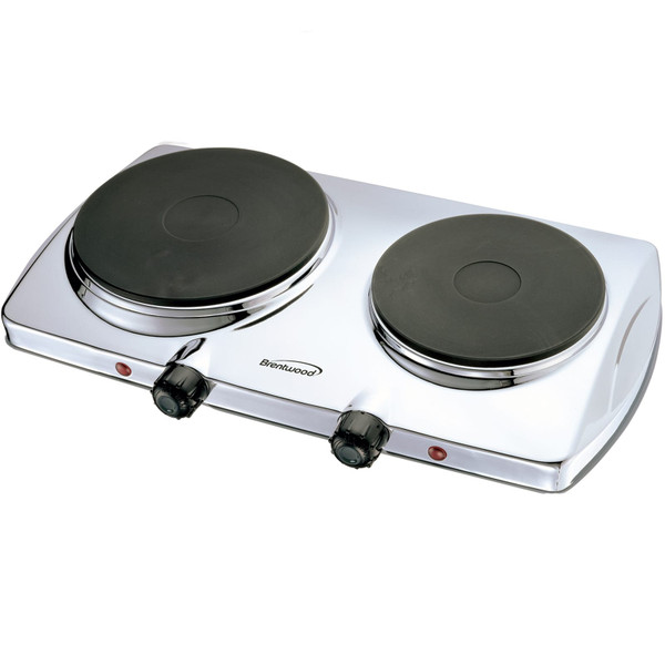 Brentwood Electric 1440W Double Hotplate in Chrome D970-TS-372
