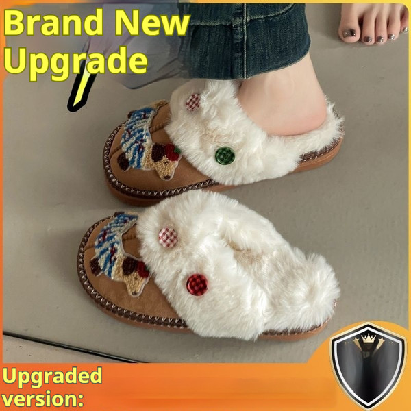 Color: Upgraded Khaki, Size: 36to37 - Cute Cartoon Sausage Dog Fluffy Shoes Female Q119-CJNS254622401AZ