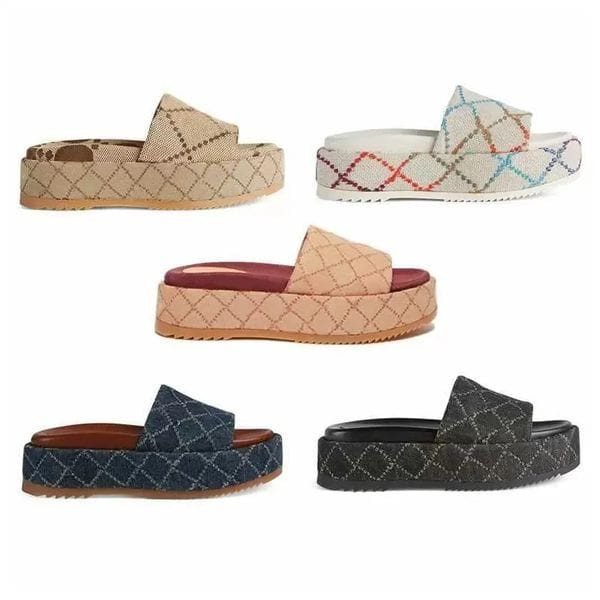 Color: Red - Size: Eur39 - Designer Embroidery Sandals Women slipper Thick Bottom Luxury rubber sli Y829-1283595904187527222