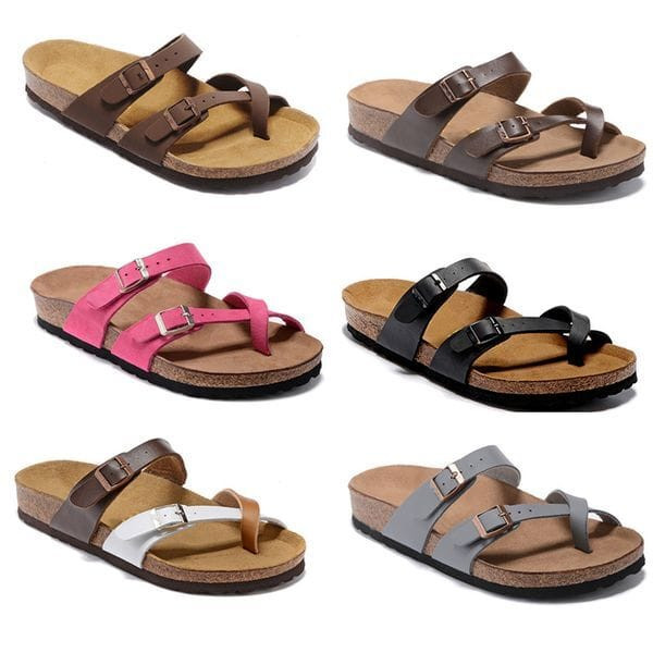 Color: White - Size: L7/M5 (Eur38=24.5CM) - Mayari Paris Sliders Mens Womens Cork Slippers Summer B Y829-1239806453993611304