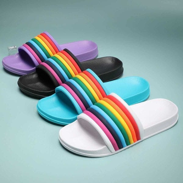 Color: Purple - Size: 36_Shoe Size - Women Rainbow Thick Sole Summer Beach Slides Bathroom Anti-Sli Y829-1353669993284067390