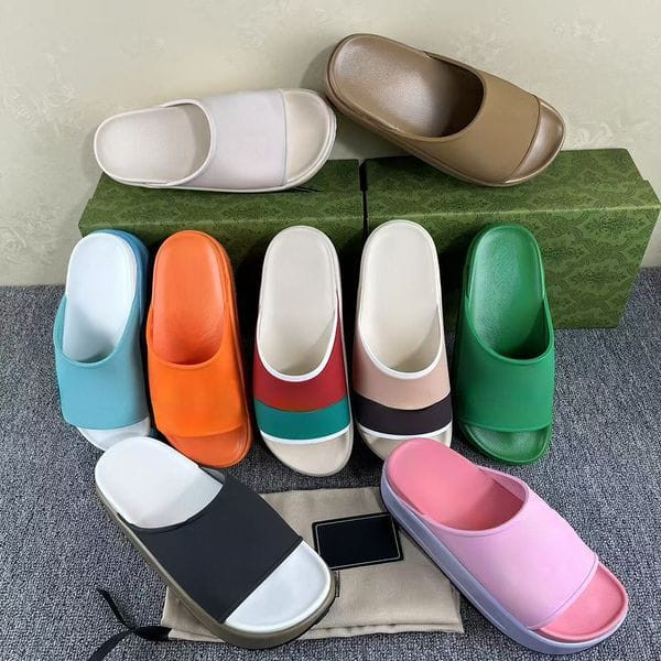 Color: Black - Size: Women US5.5 EUR36 CM22.5 - Designer slippers thick sole patchwork embossed wom Y829-1360015865797689438