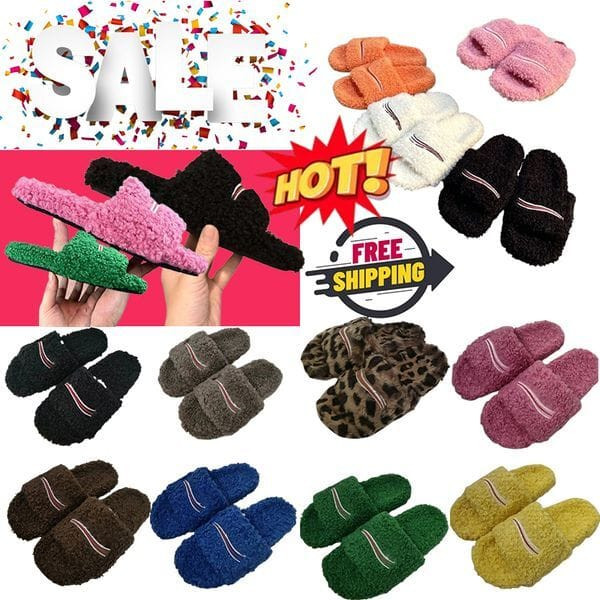 Color: #2 - Size: EUR 45 - 2025 Luxury triangle Slides Designer men women Slippers Ladies Wool Wint Y829-1406438364986523726