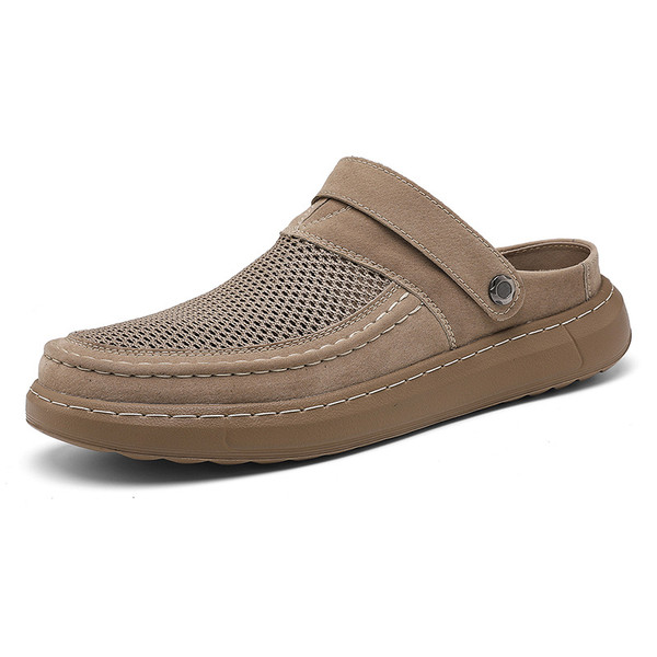 Color: Sand Color, Size: 41 - Mens Breathable Mesh Hollow-out Two-way Sandals Q119-CJYD288752604DW