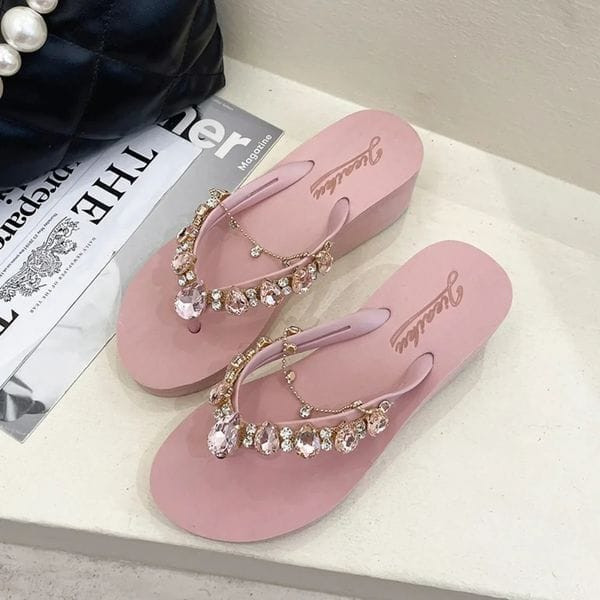 Color: Black - Size: 38_Shoe Size - Women Slippers Fashion Summer Water Diamond Flip Flops Women Ou Y829-1482643125606797377