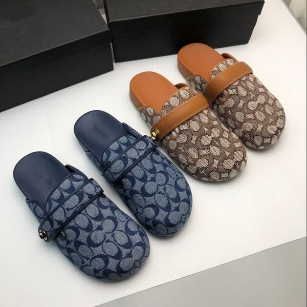 Color: Q1 - Size: Size38 - Designer Slipper Flat Scuffs sandals Calfskin Cosy Slipper Mules Denim L Y829-1463935751187423328