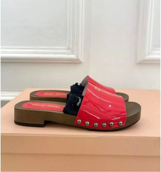 Color: Color 2 - Size: Euro37 - Summer Luxury Women Patent Leather Clogs Wooden Thick Sole Slip On  Y829-1476352121001254945