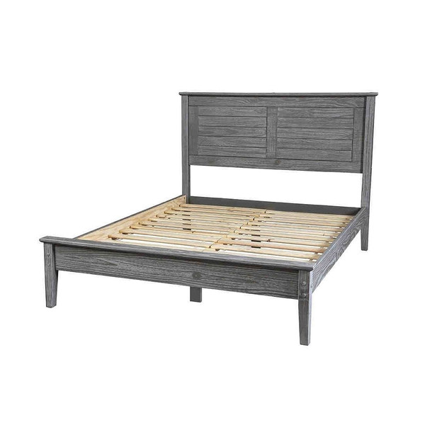 Twin Size Coastal Dorm Farmhouse Solid Pine Wood Platform Bed in Rustic Grey Q280-TWDO1832