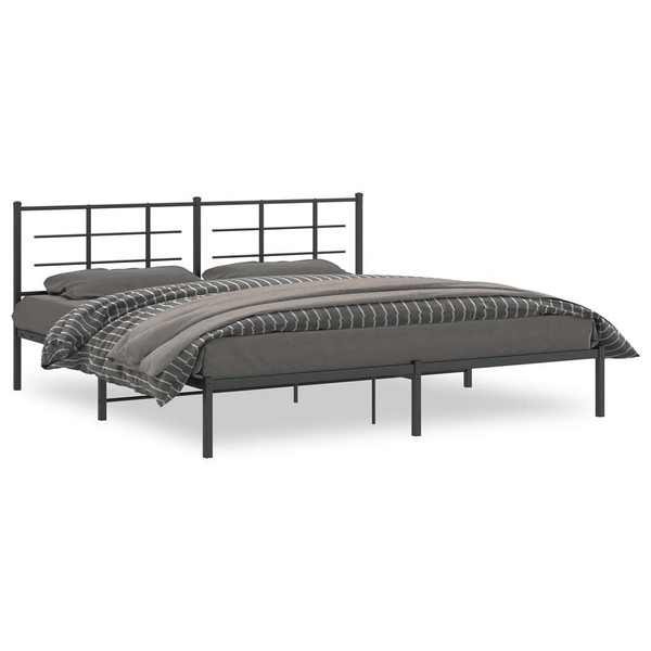 Metal Bed Frame without Mattress with Headboard Black 76"x79.9 A949-355567