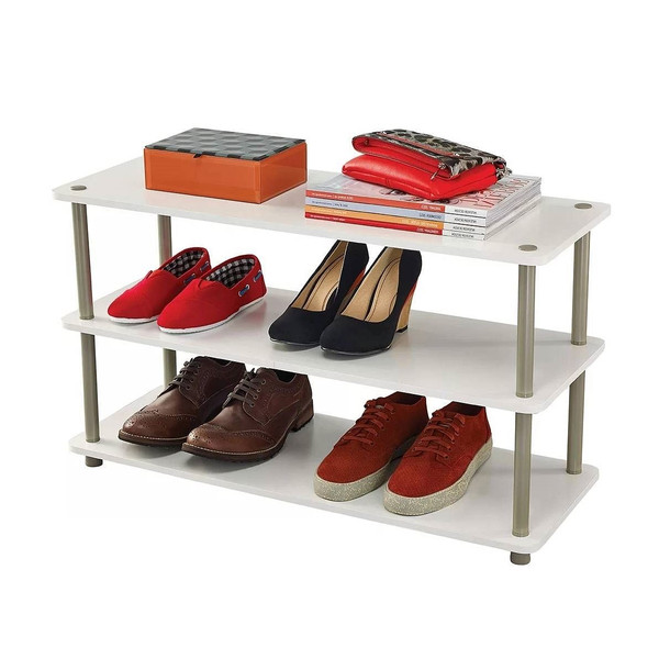 White 3-Shelf Modern Shoe Rack - Holds up to 12 Pair of Shoes Q280-TPSRW492438915
