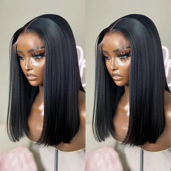 Hair Color: Natural Color, Ships From: france, Stretched Length: 12INCHES - 180% Short Bob Wig Lace F640-12000029484147509