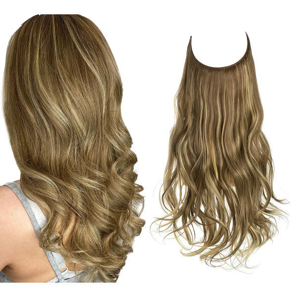 Color: P4/24, Stretched Length: 14inches - Synthetic No Clip Wave Hair Extensions Ombre Natural Bla F640-12000033280789261