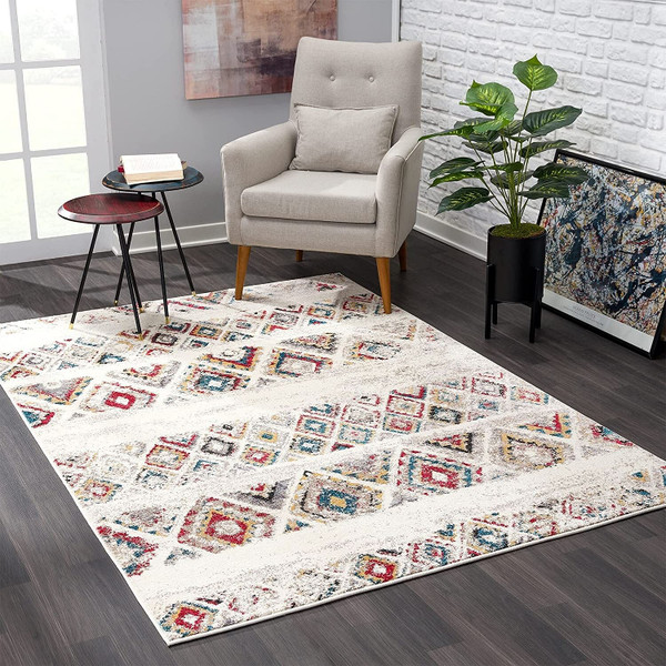 4' X 6' Cream Southwestern Area Rug N270-390379