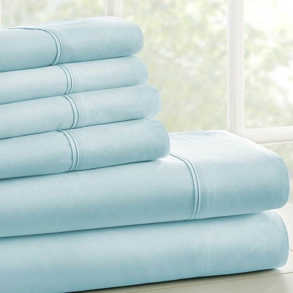 Full Size Aqua 6 Piece Wrinkle Resistant Microfiber Polyester Sheet Set Q280-BLFU9841