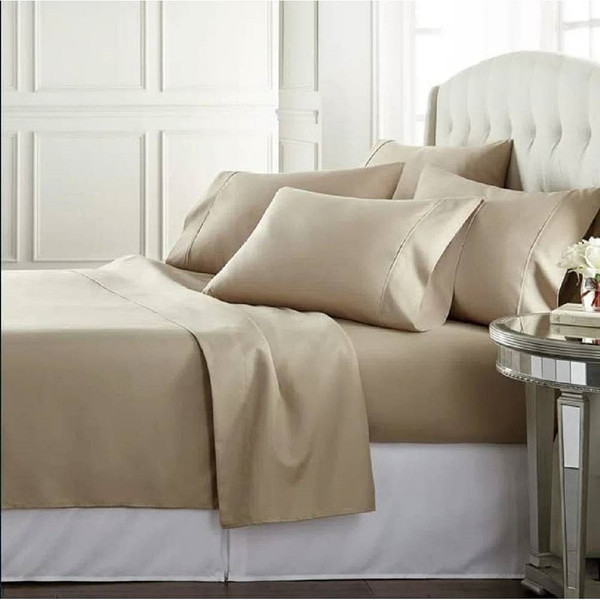 Twin size Taupe 100-Percent Egyptian Cotton 1000 Thread Count 3-Piece Sheet Set Q280-TNTPECS32792574