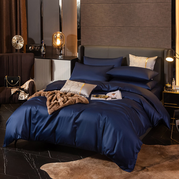 Color: Navy, Size: 1.5bed sheet fourpiece set - Sheet Pillowcase Xinjiang Cotton Four-piece Set Q119-CJCZ122922111KP