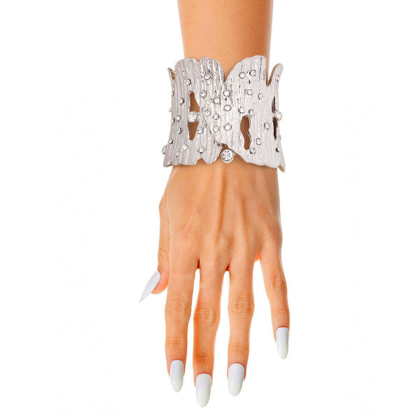 Chunky Silver Tree Bark Hinge Cuff T226-9485725335871