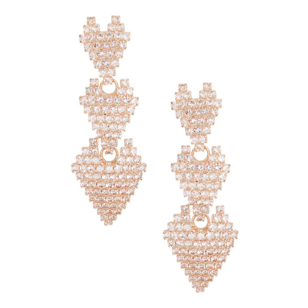 Triple Heart Pave Gold Earrings T226-9485569392959