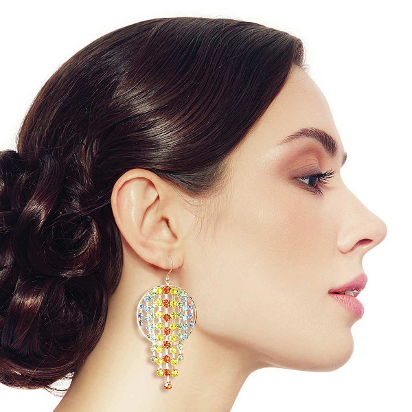 Rainbow Fringe Circle Earrings T226-9485668516159