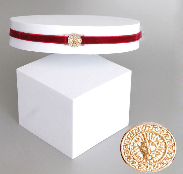 Gold Lion Velvet Choker T226-9485944914239