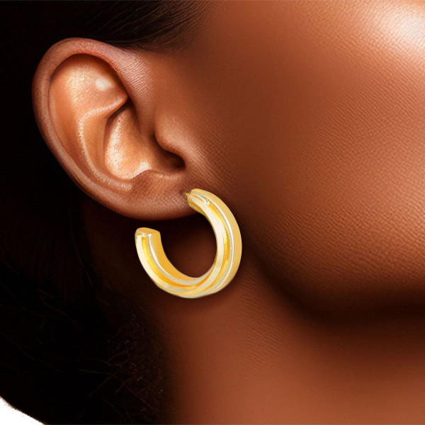 Hoop 14K Gold Small Solid Metal Earrings for Women T226-9485413548351