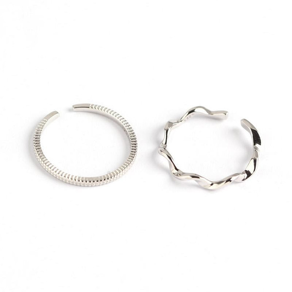 Simple Wave Twisted 925 Sterling Silver Adjustable Ring R866-MLYH_613482536924