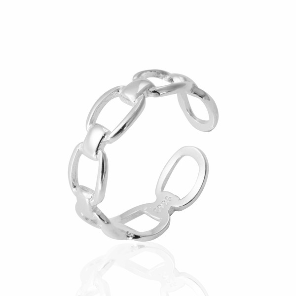 Hollow Geometric Bamboo Chain 925 Sterling Silver Adjustable Ring R866-HFH_524906366733