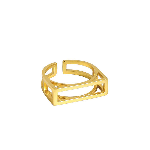 Geometry Hollow Rectangle 925 Sterling Silver Adjustable Ring R866-HFH_636479678484