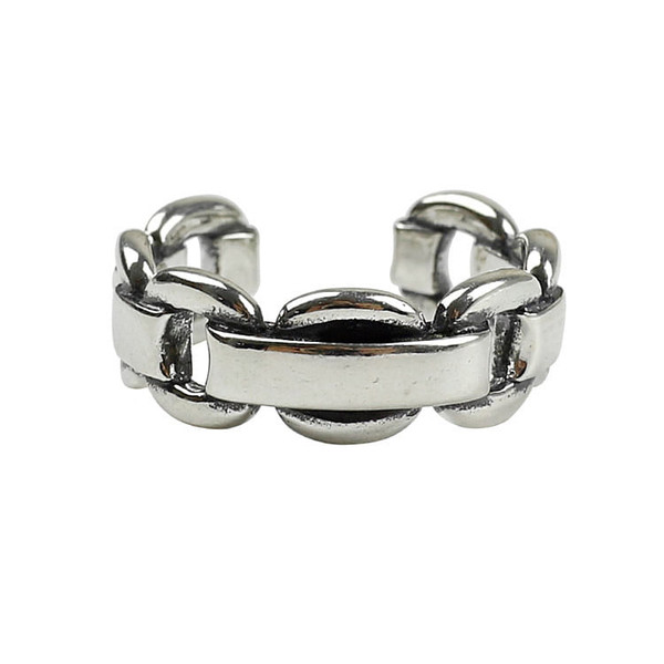 Vintage Geometry Box Chain 925 Sterling Silver Adjustable Ring R866-HFH_556263680204