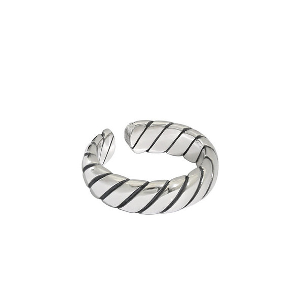 Vintage Twill Twisted 925 Sterling Silver Adjustable Ring R866-HFH_634226595967