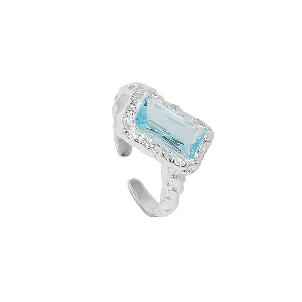 Fashion Irregular Rectangle Geometry 925 Sterling Silver Adjustable Ring R866-HFH_646063346046