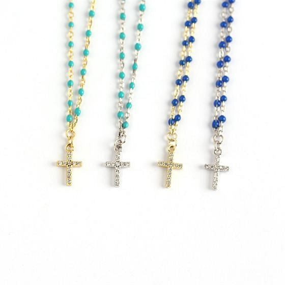 Holy CZ Cross Beads 925 Sterling Silver Necklace R866-MLYH_615952988957