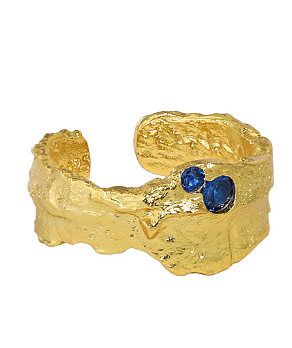 Fashion Irregular Texture Blue CZ 925 Sterling Silver Adjustable Ring R866-HFH_629096077136