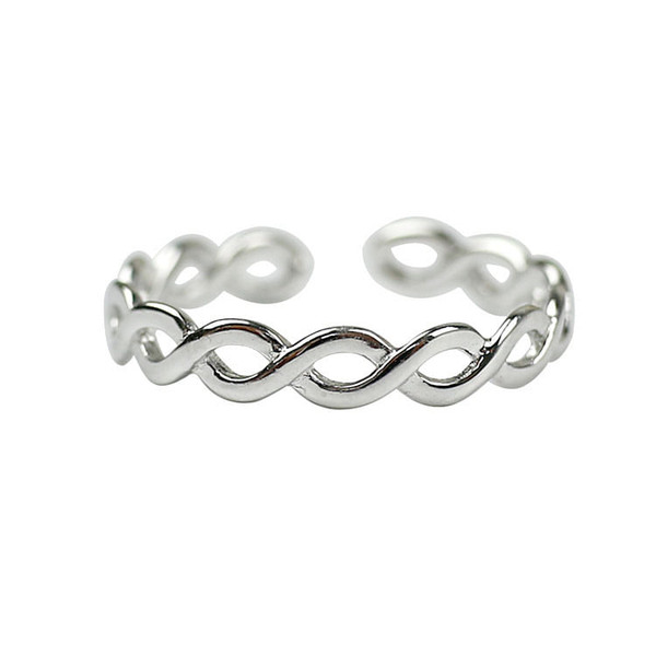Simple Hollow Twisted New 925 Sterling Silver Adjustable Ring R866-HFH_538630682078